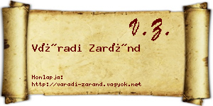 Váradi Zaránd névjegykártya